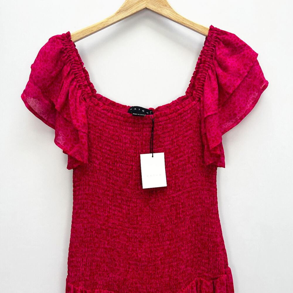 NWT Hatch The Cosette in Samba Print, Bright Pink Maxi Ruffle Dress, Sz 0/ XS - Picture 8 of 13